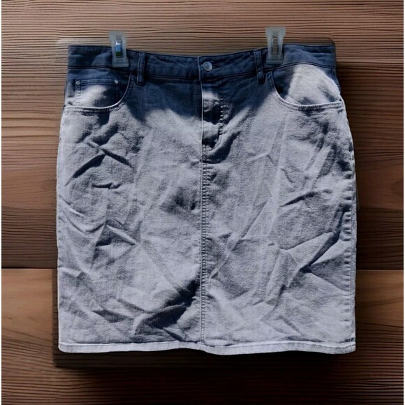 Jacqueline Smith Gray Denim Jean Skirt Light Wash Womens Sz 16 Knee Length Slit - Picture 3 of 12